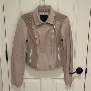 Genuine leather/suede motorcycle style jacket with fleece lining- Paige size XS